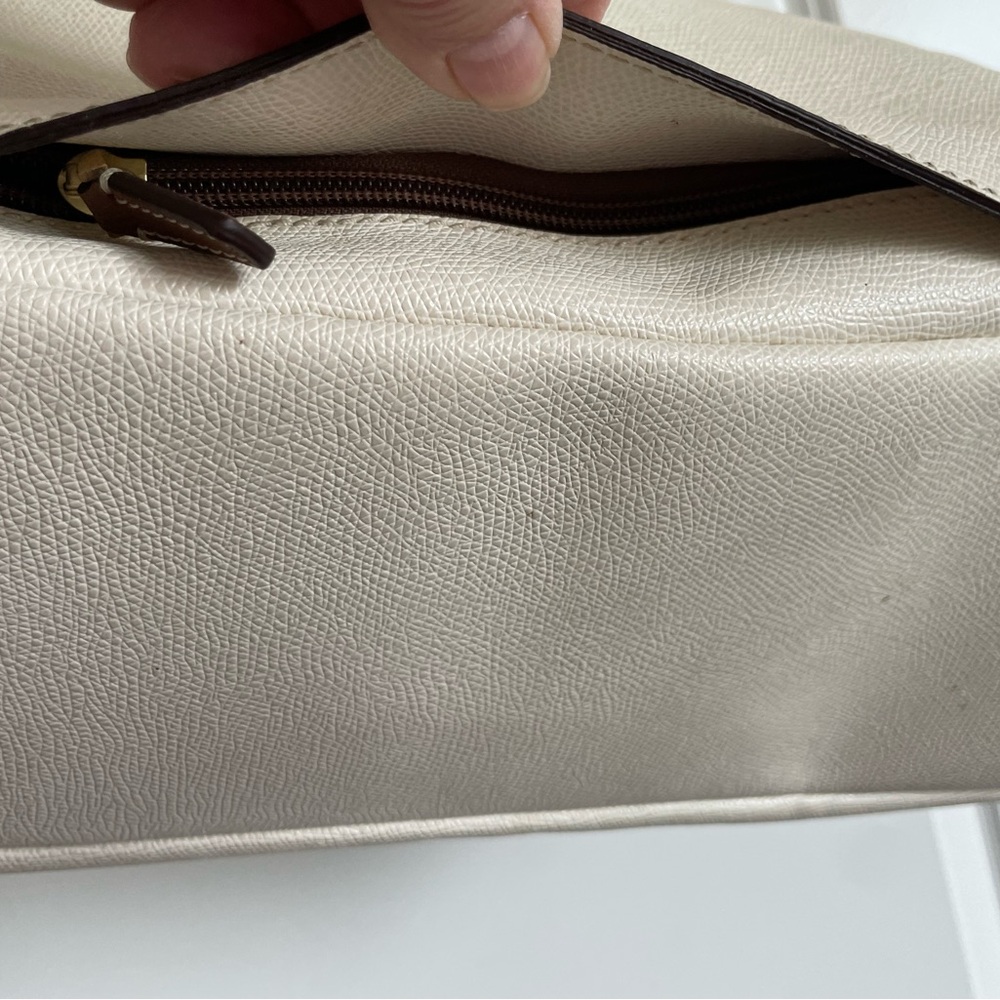 Tumi Cream and Brown Leather-Trim Tote Bag - Picture 10 of 16